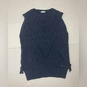 Mayoral Girls Navy Cable Knit Sweater Vest With Side Bows Size Girls 14 157cm